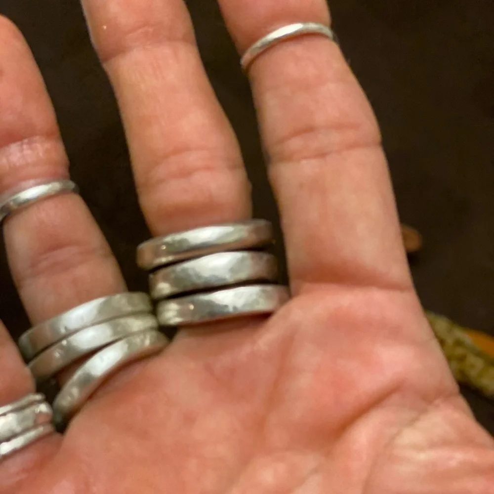Chunky handmade set of 3 sterling silver rings